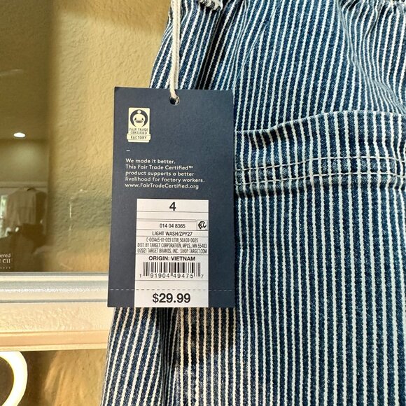 NWT Universal Thread Paper Bag Waist Striped Denim Wide Leg Jeans - size 4 - Picture 7 of 8